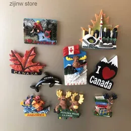 Kühlschrankmagnete Kühlschrank Magnet Tour Toronto Kanada Maple Leaf Deer Ski Whale Mountainbike Schneezone Harz Kältemittel Aufkleber Y240322