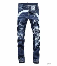 Męskie luksusowe designer dżinsy czarne rozryte chude motocyklowe moto chłodne spodnie pour hommes chude men s Hip Hop Denim Rock Revival3813965