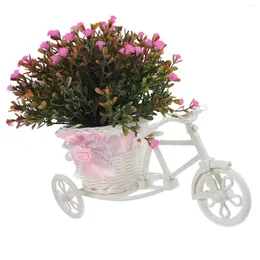 Decorative Flowers Plastic Silk Bike Fake Potted Plants Bookshelf Decoration Indoor Decorations For Party Basket