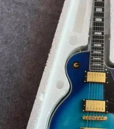 Guitarra elétrica padrão, grau 22, padrão de tigre de gradiente azul, madeira importada, em estoque frete rápido f62d3