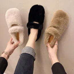 أحذية غير رسمية ماري جين وولن المرأة الشتاء ارتداء الكشمير مع القطن المتسكع