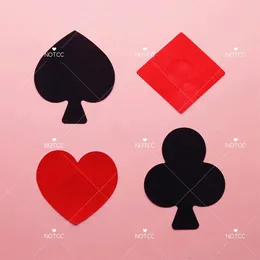 NOTCC 10 Pairs Poker Shape Nipple Covers for Women Beauty Breast Pasties Breathable Disposable Chest Stickers Spades Diamonds 240319