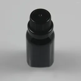 زجاجات التخزين عالية الجودة 15 مل زجاجة زجاجة لامعة أسود مع غطاء بلاستيكي المسمار في المخزون