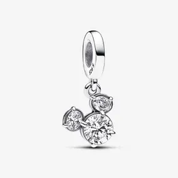 Topo Scintillante Testa Silhouette Ciondola Fascino Pandoras 925 Sterling Silver Gioielli di lusso Set di ciondoli Bracciale Creazione di ciondoli Collana di design Ciondolo Scatola originale