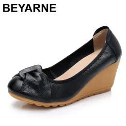 أحذية Beyarne عالية الكعب الأبيض متوسطة المضخات الأصفر بيج إسفين رخيصة 3 بوصة الأسود بدون حجم الدانتيل 4 34 العلامة التجارية أحذية