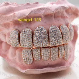 10K 14K GOLD PLATED HONEYCOMB الإعداد 925 SILVER VVS مخصصة الهيب هوب المثلجة خارج مويسانيت شواية الأسنان GRILLZ