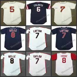 Masculino 1948-1999 Cleveland LOU BOUDREAU ROCKY COLAVITO AL ROSEN JAKE TAYLOR KENNY LOFTON ALBERT BELLE RAY FOSSE CARLOS BAERGA Camisa de beisebol retrô S-5XL