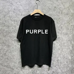 Homens camisetas 2024 moda verão roxo marca simplicidade carta impressão camiseta para homens algodão em torno do pescoço streetwear unisex