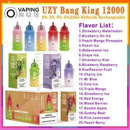 Original UZY Bang King 12000 Puff Disposable E cigarettes 23ml Pre filled Pods Cartridge 650mAh Rechargeable Battery 12K Puffs Vape Pen