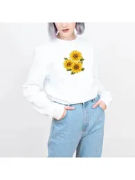 Hoodies Sweatshirt Women Harajuku Winter Long Sleeve Sunflower Print Hoodie Korean Fashion Streetwear Clothover S-3XL 240313