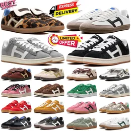 2024 مصمم أحذية الرجال نساء أحذية غير رسمية Sambaba Sneakers Wales Bonner Leopard Pony Black White Gum Gray Gazzelle Mens Womens Outdoor Sports Trainers L3SO