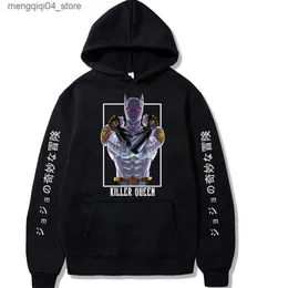 Erkek Hoodies Sweatshirts Sıcak Satış Japon Anime Hoodie Jojos Tuhaf Macera Killer Kraliçe Baskı Altılar Üstler Moda Unisex Uzun Kollu Sweatshirt Q240322