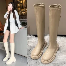 أحذية Zipper Lolita Boots أحذية جولة أخمص القدمين مثير الفخذ الكعب العالي عالية bootswomen الأحذية الشتاء Overtheknee الخريف Med 2023 la