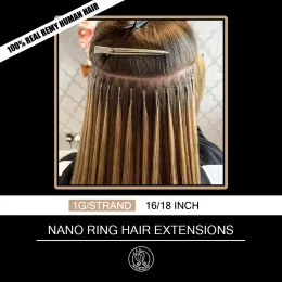 Extensions Fairy Remy Hair 1G/S 1618 Inch Remy Nano Tip Hårförlängningar Brun Color Keratin Straight European Micro Beads Hair 50 Pieces