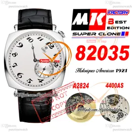 American 1921 82035 A4400 Automatisk herrklocka Mkf 40mm Steel Case White Dial Black Leather Strap Super Edition Wathes Puretimewatch Reloj Hombre Montre Hommes PTVC