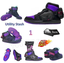 أحذية كرة سلة جديدة عالية من أصدقاء وعائلات العائلة عبر Spide Stash UNC 1S Purple Black Utility Sail Milan Blue Trainers Women Wather With Box