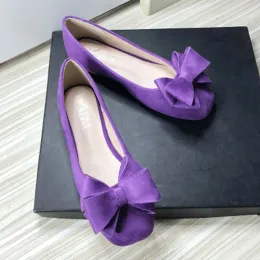 Фластики Femme сладкие большие лук -квартиры Столики для нежных ног пурпурные зеленые туфли квадратные носки Balleerina Soft de Mujer Beige Seale 3348