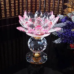 Figurki dekoracyjne sztuka kryształowy fabryka hurtowa świeca lotosowa dla produktu buddyjskiego Buddy Ghee Lampa