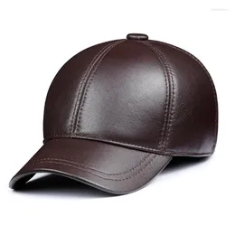 Berretti a sfera 2024 Inverno Uomo Genuino Baseball del Cuoio Maschile Casual Cintura di Pelle Bovina Orecchio Caldo 56-60 Regolabile Sprot Volo Cappelli