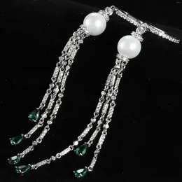 Kolczyki Dangle 100 mm woda kropla perła z cyrkonia sześcienne kobiety brzęczenie kolczyki Dubai biżuteria ślubna akcesoria brincos bijoux prezenty e1009