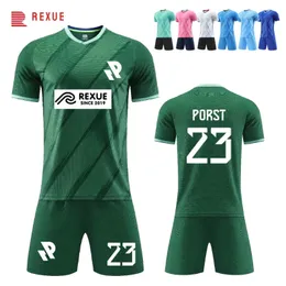 Temporada de camisa de futebol terno para homens crianças diy personalizado 2324 vender secagem rápida meninos adolescentes uniforme de futebol conjunto de roupas 240318