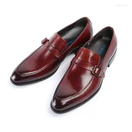 Dress Shoes The First Layer Of Cowhide Men Pointed Buckle Leather Business Casual Simple And Generous Show Charm