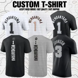 1# Victor Wembanyama 3# Keldon Johnson Basketball Sports Club Fans Branded Short Sleeve T-Shirt Performance Practice Tees