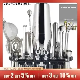 Strumenti da bar 13-22pcs 750ml 600 ml Boston Cocktail Shaker Bar Tools Set Wine Set Bartender Cocktail Shaker Tool Kit con supporto 240322