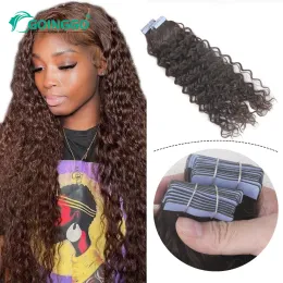 Extensões de fita de onda de água em extensões de cabelo para mulheres negras natural preto encaracolado fita de cabelo em extensões humano peruano 1226 Polegada 50 g/set