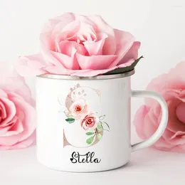 Mugs Personalized Flower Printed Coffee Custom Name Drink Cup Proposal Christmas Family Decoration Year Valentine's Day Gift