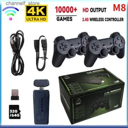 Kontrolery gier joysticks grę wideo Sticks M8 Console 2.4G Dual Wireless kontroler Game Stick 4K 10000 Games 64 GB Game retro do Dropshiopping Xmas Gifty240322