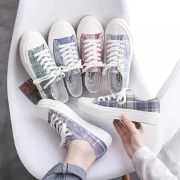 HBP Non-Brand Custom Lattice Printing Casual Shoes Canvas Women Vulcanized Shoes High Quality Women Sneakers