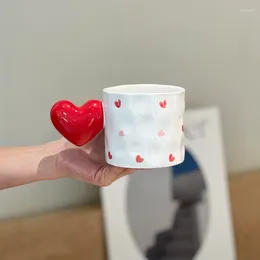 マグカップ400ml手描きのアンダーグレーズセラミック家庭用愛情のある朝食ミルクオートミールカップかわいいコーヒーカップギフト