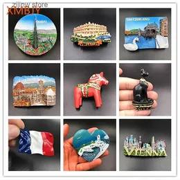 Fridge Magnets Sweden Dubai France Palace of Versailles Italy Switzerland Egypt Austria Greece resin refrigerants magnetic home decor Y240322