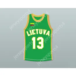 Anpassat vilket namn som helst lag Sarunas Marciulionis 13 Litauen Basketballtröja Söm sydd all sömnad storlek S M L XL XXL 3XL 4XL 5XL 6XL TOPPLAKTION