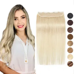 Extensions #613 Blonde Clip In Human Hair One Piece Straight Natural Hair Extensions 5 Clips Add Volume ClipOn Hair 14 18 22inch Hairpiece
