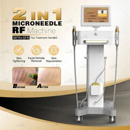 2023 Hot 2 in 1 2 in1 MRF+SRF Microneedle 장치 RF Microneedle Face Lift 여드름 치료 노화 스킨 라인 주름 20 팁 분획 RF Microneedle Machine
