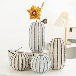 Vase Ceramic Vase Cactus Shape Cartoon Flower Afrignalsaculesories FlowerPot Geometric Crafts Ornament Home Decoration