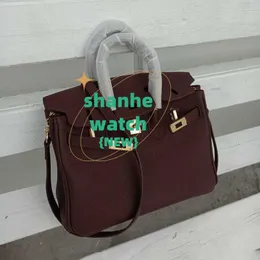 Original Tote Bag Genuine leather bag with gold buckle TOGO wide shoulder strap Havana ebony single Guangzhou