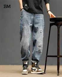 2020 Koreański styl Rise dżinsy Mężczyźni Streetwear Fashion Dżinsy Japońskie HARAJUKU TEJSKIE DERINS LUSKI kombinezon Male MX2008143504013