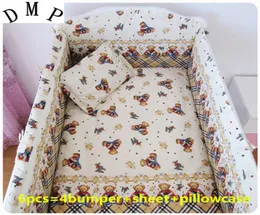 Promoção 6 peças berços para bebês conjunto de cama de bebê kit berco cortina de algodão para bebê amortecedor inclui 4 amortecedores lençol fronha 1684994