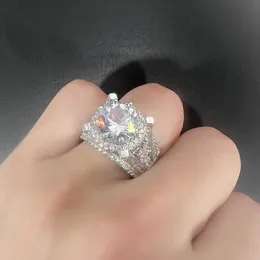 Choucong Blawing Wedding Purnings 925 Sterling Silver Wypełnij duże okrągłe cięcie 5A Cubic Cyrkon Rose Gold CZ Diamond Elegancka Pierścień Kobiet Pierścień na Dzień Matki Prezent