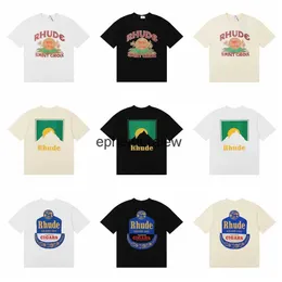 Erkek Tişörtleri 24SS MENS Moda Tshirt Klasik Stil Marka Yüksek Kalite Retro Büyük Ay Işığı Mektubu Baskılı Hip Hop Üst T-Shirt H240401