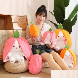 حيوانات أفخم محشوة 2024 RABBIT RABBIT بالجملة تحولت إلى Xiaoguo P Toy Carrot Pillow Doll White Drop Drops Toys Toys Otoco