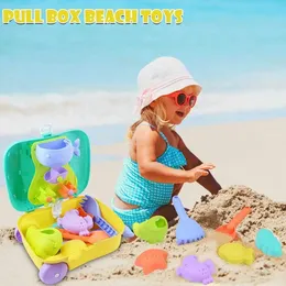 Игра в песок, водные развлечения, детский мини-портативный пляжный набор игрушек для песка с чехлом на тележке, летние игры на открытом воздухе, пляжные игрушки, подарок для детей, малышей, мальчиков и девочек 240321