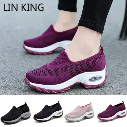 Boots Lin King Big Size Slip on Women Vulcanized Shoes Fashion Summer Outdoor Casual Sneakers Breathable Hollow Out Woman Lazy Loafers