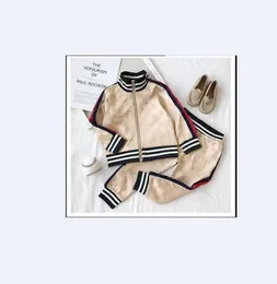 Crianças primavera outono vestuário bebê meninos meninas zíper hoodies 2 pçsset crianças manga longa twinsets treino6080593