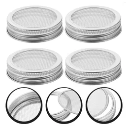 Dinnerware 4 Pcs Mesh Strainer Mason Jar Sprout Lids Sprouting Jars With Screen Maker Kit Germination Sprouts