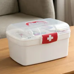 Stor kapacitet Medicin Organizer Lagring Container Family First Aid Chest Portable Emergency Box