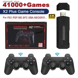 Game Controllers Joysticks X2 Plus GD10 Pro 4K Game Stick 3D HD Retro Video Game Console Wireless Controller TV 50 Emulator For PS1/N64/DC 256G 128G 64GY240322